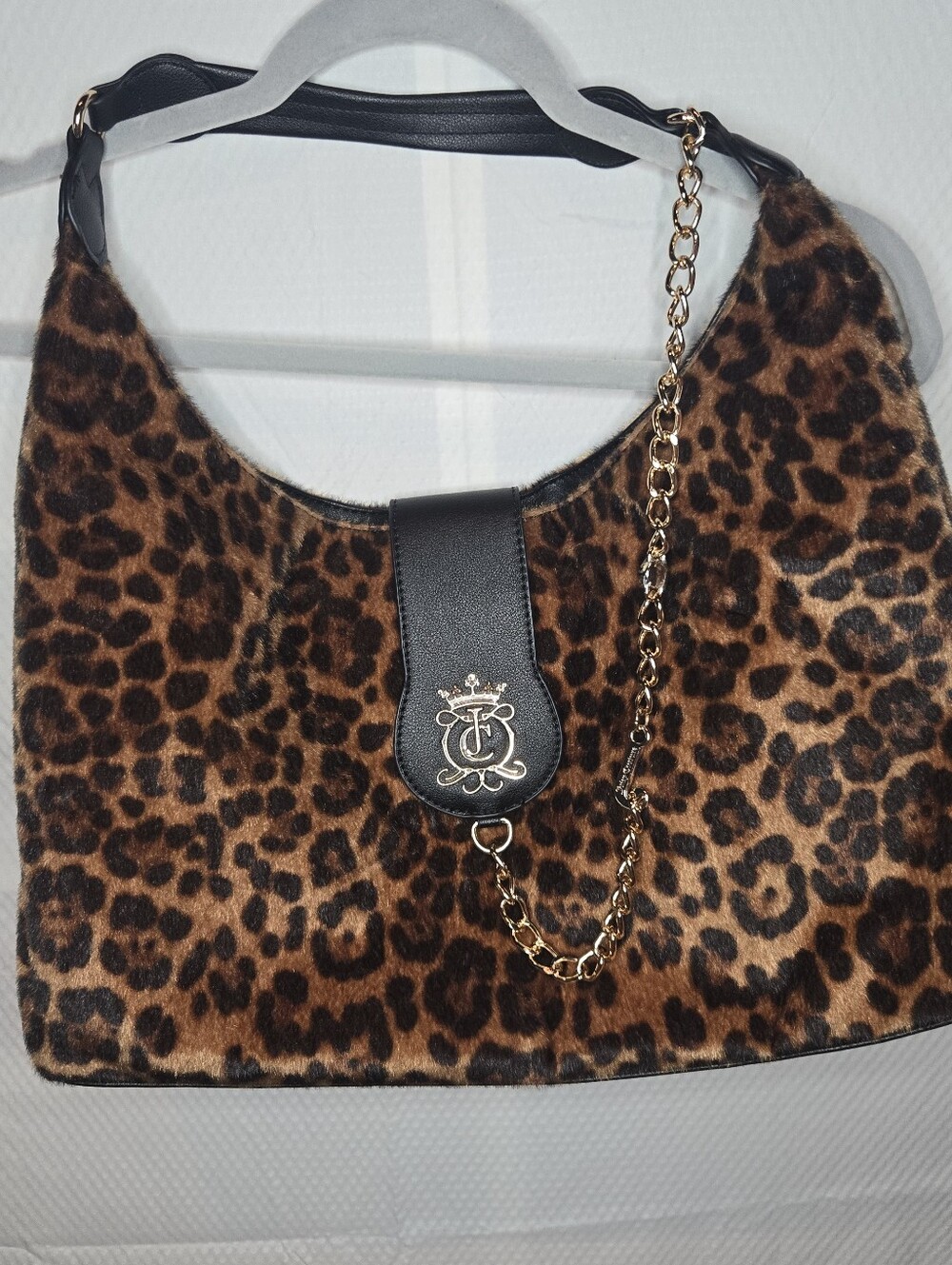 Juicy Couture Royal Crest Hobo/Coho Natural Leopard Print Large
